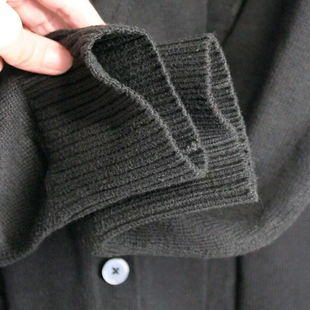 Banana Republic Factory Black V-Neck Lightweight Cable Knit‎ Midi Cardigan Sz L - Picture 5 of 10